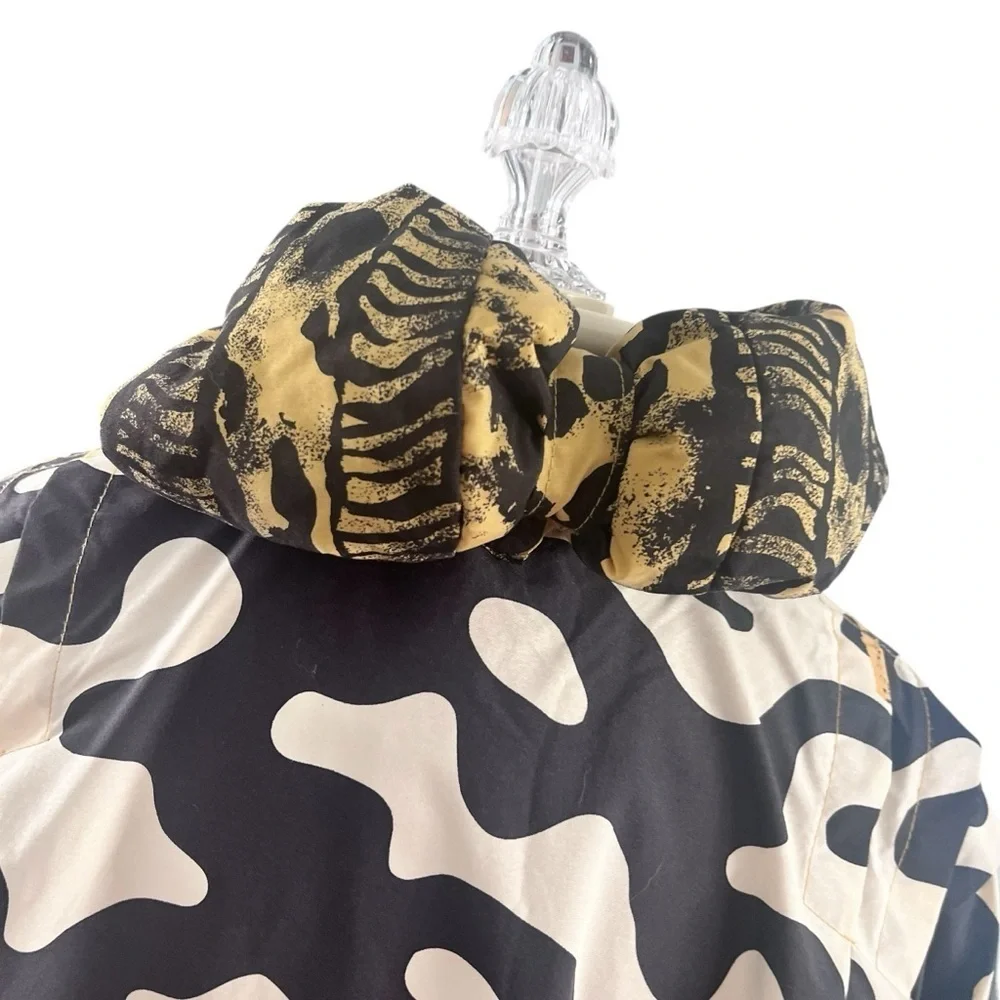 Vtg Obermeyer Gaper Day Women's Ski Jacket Abstract Animal Print Size 16